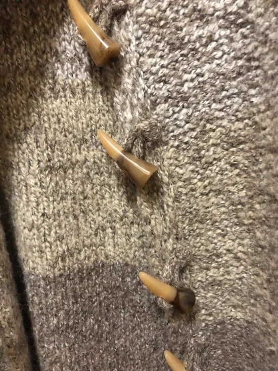 Kenar womens grey taupe cardigan Medium alpaca wool toggle - Picture 3 of 4